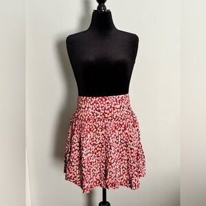 Natural Life Red Floral Skirt - Size Large
